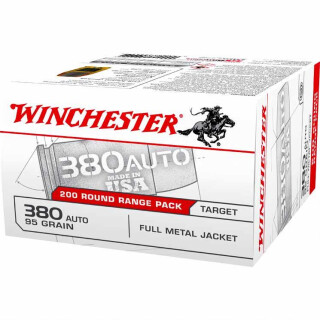 Winchester USA .380 ACP Ammunition 1000 Rounds FMJ 95 Grain