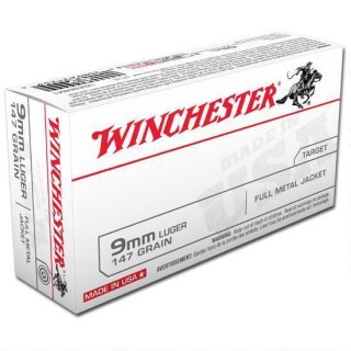 Winchester USA 9mm Luger Ammunition FMJ 147 Grains 990 fps 500 Rounds
