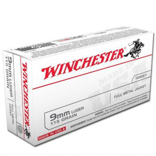 Winchester USA 9mm Luger Ammunition FMJ 115 Grain 1190 fps 500 Round Case