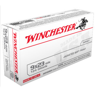 Winchester USA 9x23mm Ammunition 50 Rounds, JSP, 124 Grain