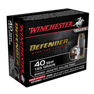 Winchester Defender .40 S&W Ammunition 20 Rounds Bonded JHP 165 Grain