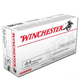 Winchester USA .44 Magnum Ammunition 50 Rounds, JSP, 240 Grain
