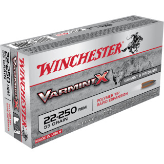 Winchester Varmint X .22-250 Remington Ammunition 20 Rounds, PT, 55 Grains