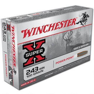 Winchester Super-X .243 Winchester Ammunition 20 Rounds Power-Point JSP 100 Grain