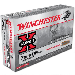 Winchester Super-X 7mm-08 Remington Ammunition 20 Rounds Power-Point JSP 140 Grain