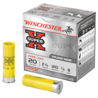 Winchester Super X Game Load 20 Gauge Shotshell 25 Rounds 2 3/4" #8 Lead 7/8 Ounce XU208
