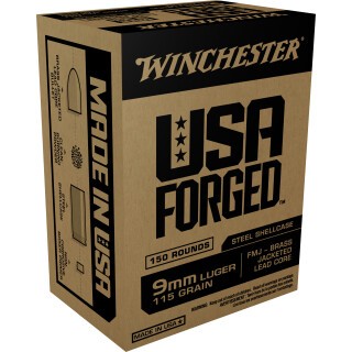 Winchester USA Forged 9mm Luger Ammunition 500 Rounds FMJ 115 Grain
