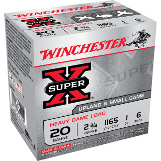 Winchester Super-X Heavy Game 20 Gauge Shotshell 25 Rounds 2 3/4" #6 Lead Shot 1 Ounce XU20H6