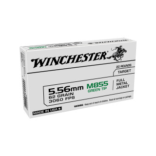 Winchester 5.56 NATO Ammunition 20 Rounds M855 Green Tip 62 Grain
