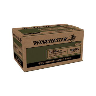Winchester Lake City M855 5.56 NATO Ammunition 150 Rounds FMJ 62 Grains Green Tip WM855150