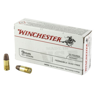 Winchester 9mm Luger Ammo 50 Rounds 90 Grain Frangible Lead Free