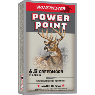 Winchester Power Point 6.5 Creedmoor Ammuniton 20 Rounds 129 Grain SP