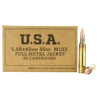 Winchester Service Grade 5.56 NATO Ammunition 20 Rounds M193 FMJ 55 Grain