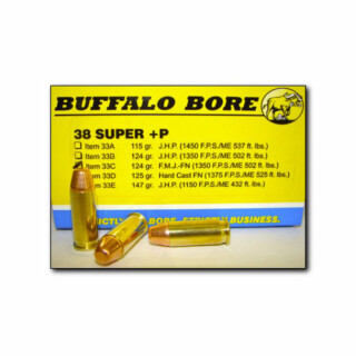Buffalo Bore .38 Super +P Ammunition 20 Rounds FMJ-FN 124 Grain