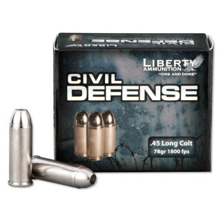 Liberty Civil Defense .45 Long Colt Ammunition 20 Rounds Copper Fragmenting HP 78 Grain