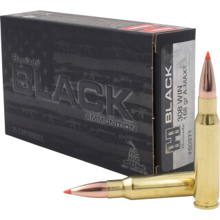 Hornady BLACK .308 Winchester Ammunition 168 Grain A-Max 20 Rounds