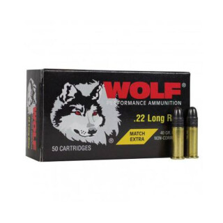 Wolf Match Extra .22 Long Rifle Ammunition 50 Rounds LRN 40 Grain