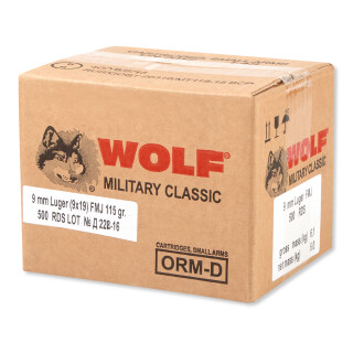 Wolf Military Classic 9mm Luger Ammunition 500 Rounds FMJ 115 Grain