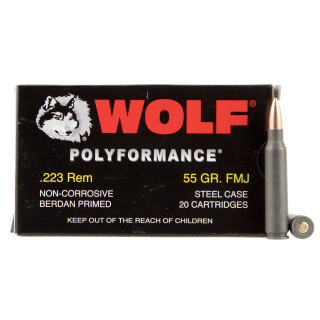 Wolf Polyformance .223 Rem Ammunition 55 Grain FMJ 20 Rounds 3241 fps