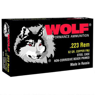 Wolf Performance .223 Remington Ammunition 500 Rounds 62 Grain Bi-Metal FMJ Steel Cased 3025 fps