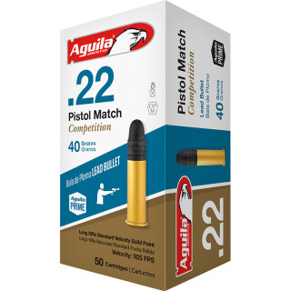 Aguila Pistol Match Competition .22LR Ammunition 50 Rounds 40 Grain LRN 925 fps