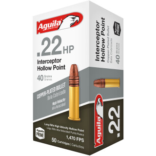 Aguila Interceptor .22 Long Rifle Ammunition 50 Rounds CPHP 40 Grain