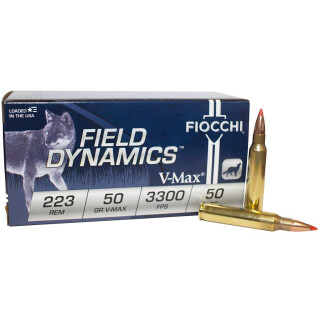 Fiocchi Field Dynamics .223 Remington Ammunition 50 Rounds Hornady V-Max 50 Grain