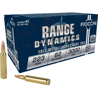 Fiocchi Range Dynamics 223 Remington Ammunition 50 Rounds FMJ-BT 62 Grain