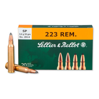Sellier & Bellot .223 Remington Ammunition 20 Rounds 55 Grain Soft Point 3301 fps