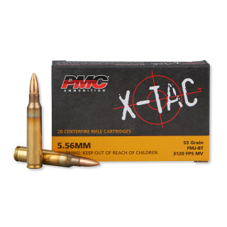 PMC X-TAC 5.56 NATO Ammunition 20 Rounds M193 FMJ 55 Grain