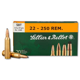 Sellier & Bellot .22-250 Remington Ammunition 20 Rounds Sierra SPTZ BT 55 Grains SB22250A