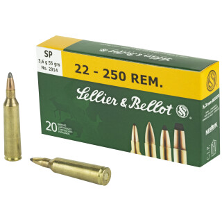 Sellier & Bellot .22-250 Remington Ammunition 20 Rounds SP 55 Grains SB22250B