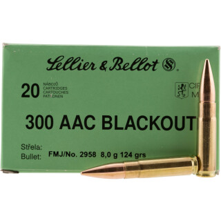 Sellier & Bellot .300 Blackout Ammunition 20 Rounds FMJ 124 Grains SB300BLKA