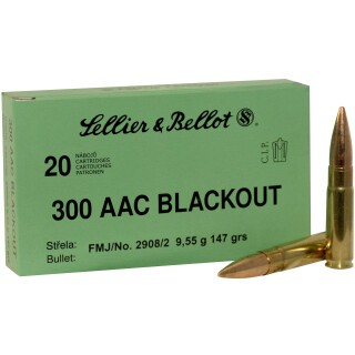 Sellier & Bellot .300 Blackout Ammunition 20 Rounds FMJ 147 Grains SB300BLKB