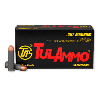 TulAmmo .357 Magnum Ammunition 50 Rounds FMJ 158 Grains TA357158
