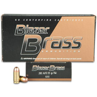 CCI Blazer Brass .380 ACP Ammunition 50 Rounds FMJ 95 Grain