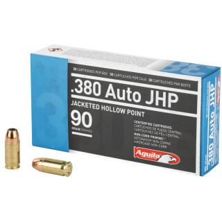 Aguila .380 ACP Ammunition 50 Rounds 90 Grain Jacketed Hollow Point 945fps