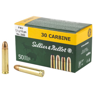 Sellier & Bellot .30 Carbine Ammunition 50 Rounds FMJ-RN 110 Grain