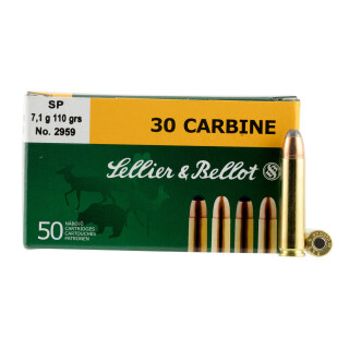Sellier & Bellot .30 Carbine Ammunition 50 Rounds 110 Grain Jacketed Soft Point 2,001fps