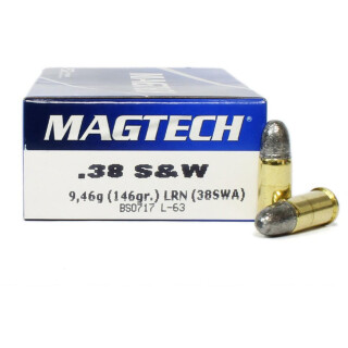 Magtech .38 S&W Ammunition 50 Rounds LRN 146 Grain