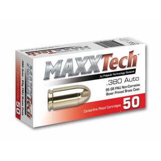 MaxxTech .380 ACP Ammunition 50 Rounds FMJ 95 Grain