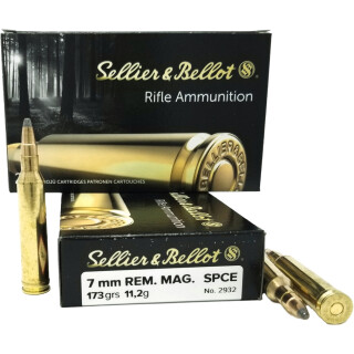 Sellier & Bellot 7mm Rem Mag Ammunition 20 Rounds 173 Grain Soft Point Cutting Edge Projectile 2,790fps