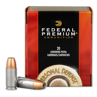 Federal Personal Defense 9mm Luger Ammunition 20 Rounds Hydra-Shok JHP 124 Grain