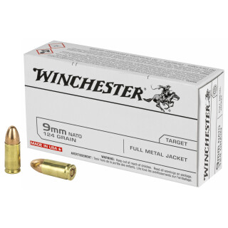 Winchester 9mm Luger Ammunition 50 Rounds FMJ 124 Grain