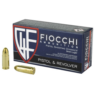 Fiocchi 9mm Luger Ammunition 50 Rounds FMJ 115 Grain