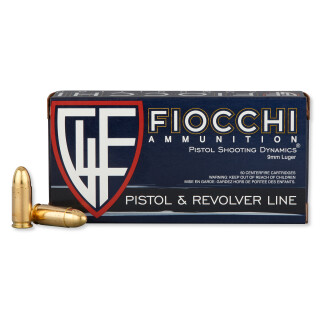 Fiocchi 9mm Luger Ammunition 50 Rounds FMJ 124 Grain
