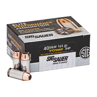 SIG Sauer Elite V-Crown .40 S&W Ammunition 20 Rounds JHP 165 Grain