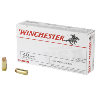Winchester USA .40 S&W Ammunition 50 Rounds FMJ-FN 165 Grain