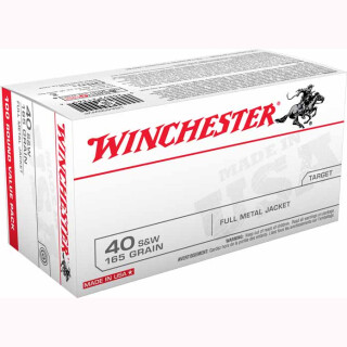 Winchester USA .40 S&W Ammunition 100 Rounds FMJ 165 Grain