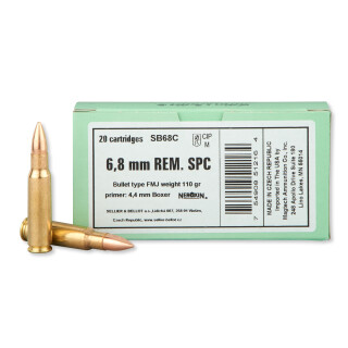 Sellier & Bellot 6.8 SPC Ammunition 20 Rounds FMJ 110 Grains SB68C